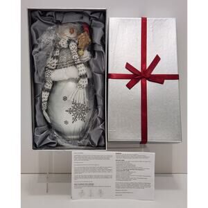 Kringle Express Snowman Illuminated Frosted Glass Figure Christmas Luminary 9.5"